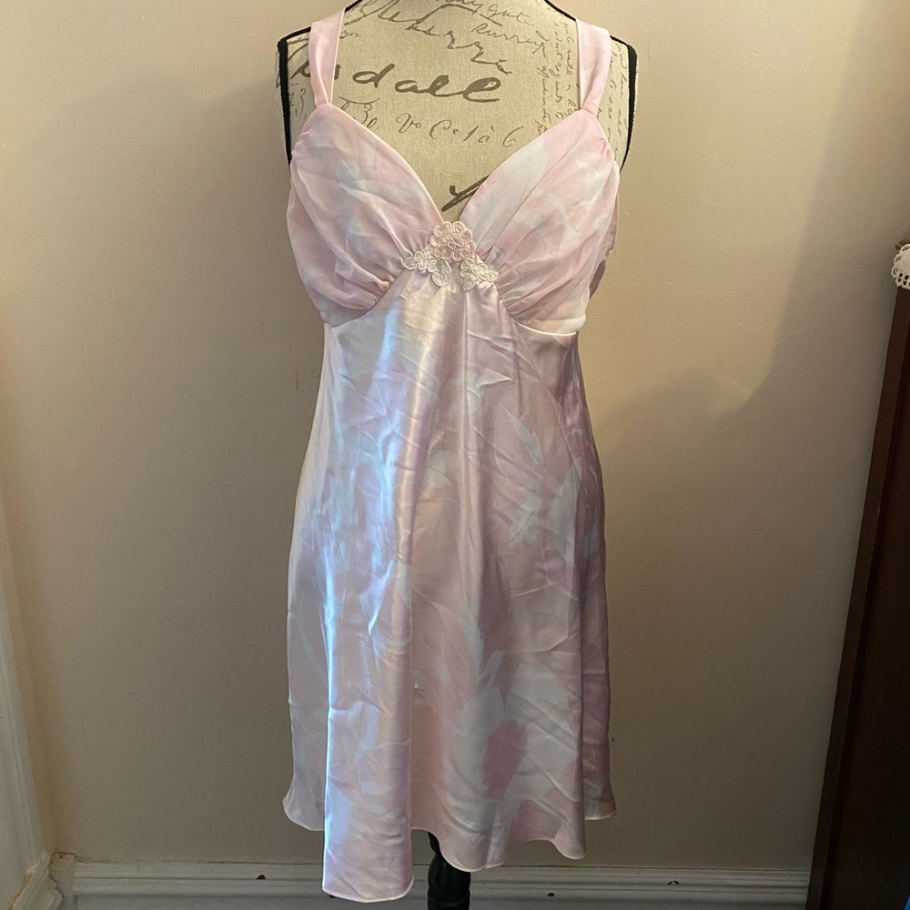 Silky satin and sheer night gown and robe set
